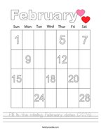 Fill in the missing February dates (2026) Handwriting Sheet