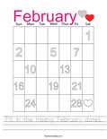 Fill in the missing February dates. Worksheet