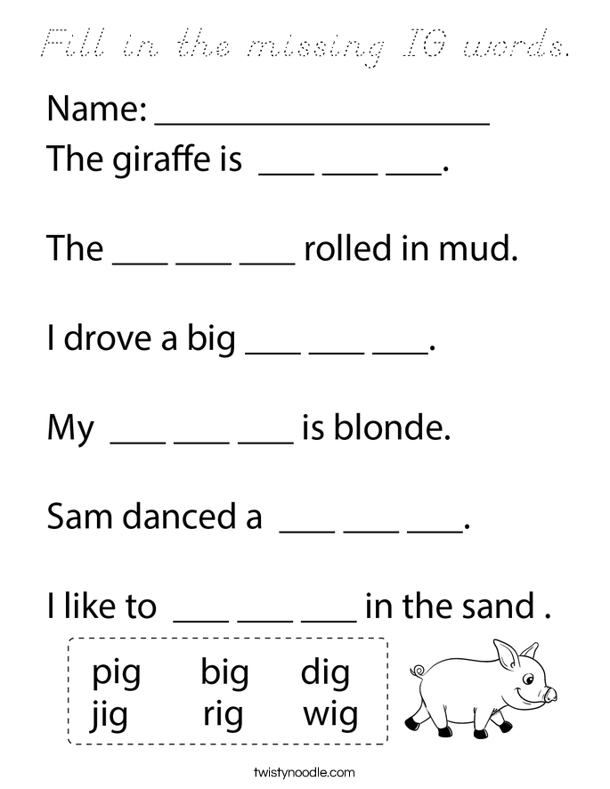 Fill in the missing IG words. Coloring Page