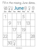 Fill in the missing June dates Coloring Page