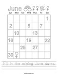 Fill in the missing June dates. Worksheet