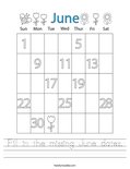 Fill in the missing June dates. Worksheet