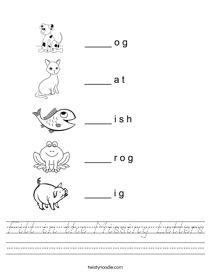 Fill in the Missing Letters Worksheet