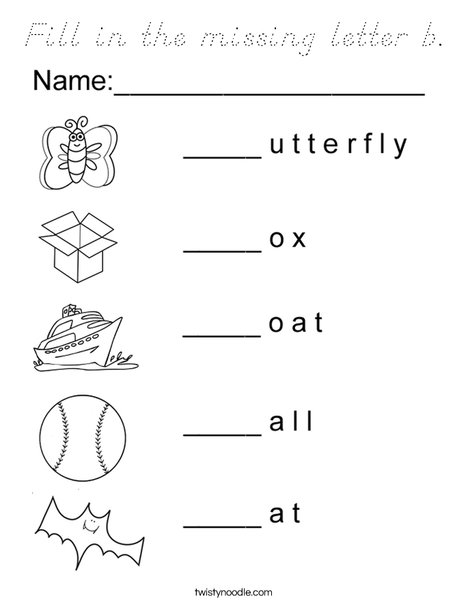 Fill in the missing letter B Coloring Page