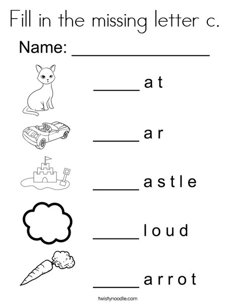 Fill in the missing letter C. Coloring Page