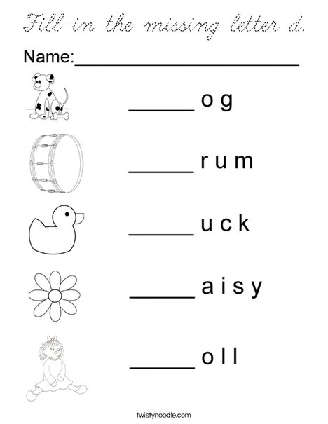 Fill in the missing letter d. Coloring Page