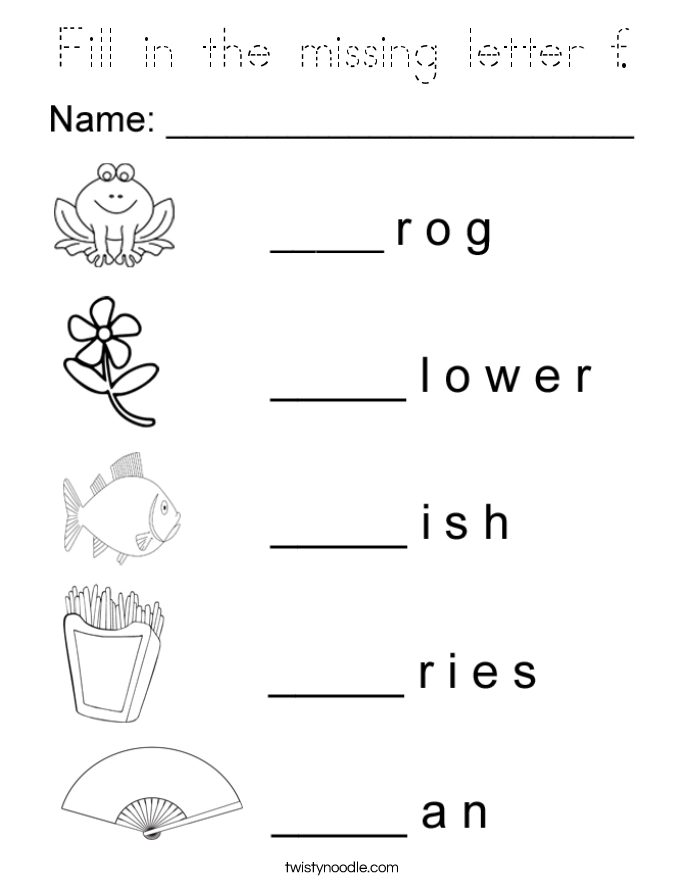 Fill in the missing letter f. Coloring Page