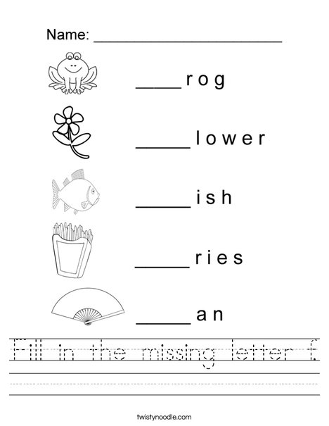 Fill in the missing letter f Worksheet