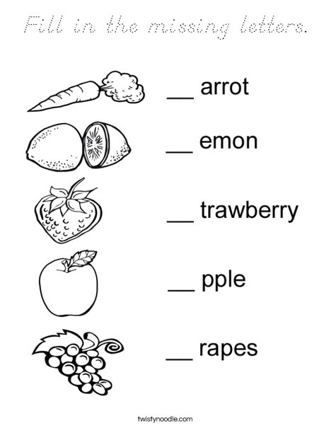 Fill in the missing letter fruit Coloring Page
