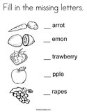 Fill in the missing letters Coloring Page