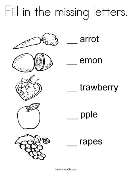 Fill in the missing letter fruit Coloring Page
