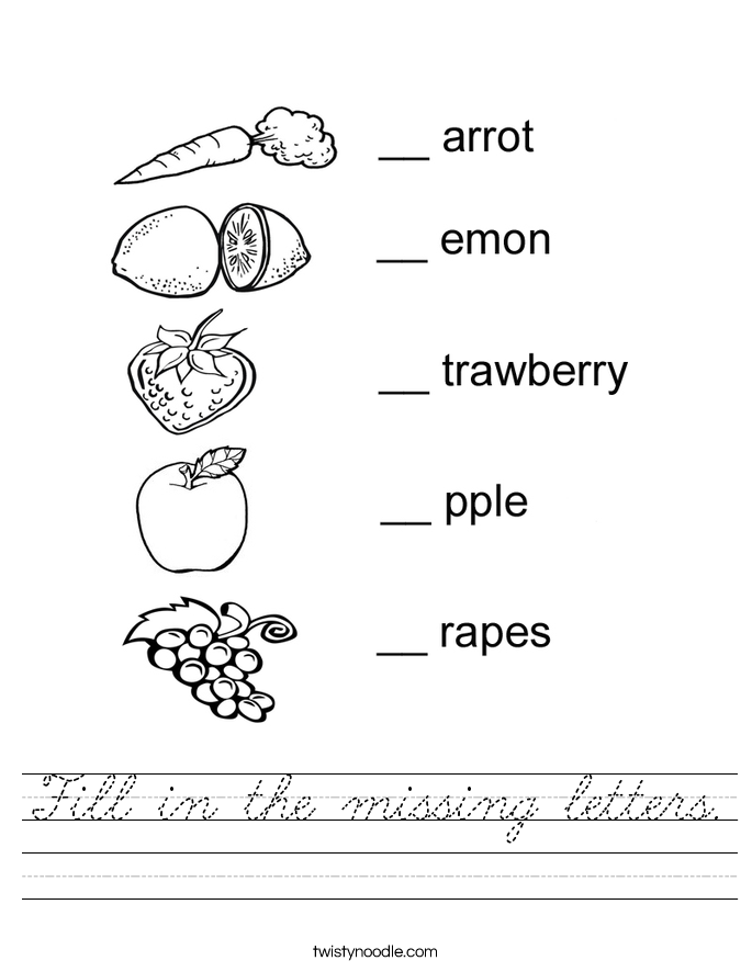 Fill in the missing letters. Worksheet