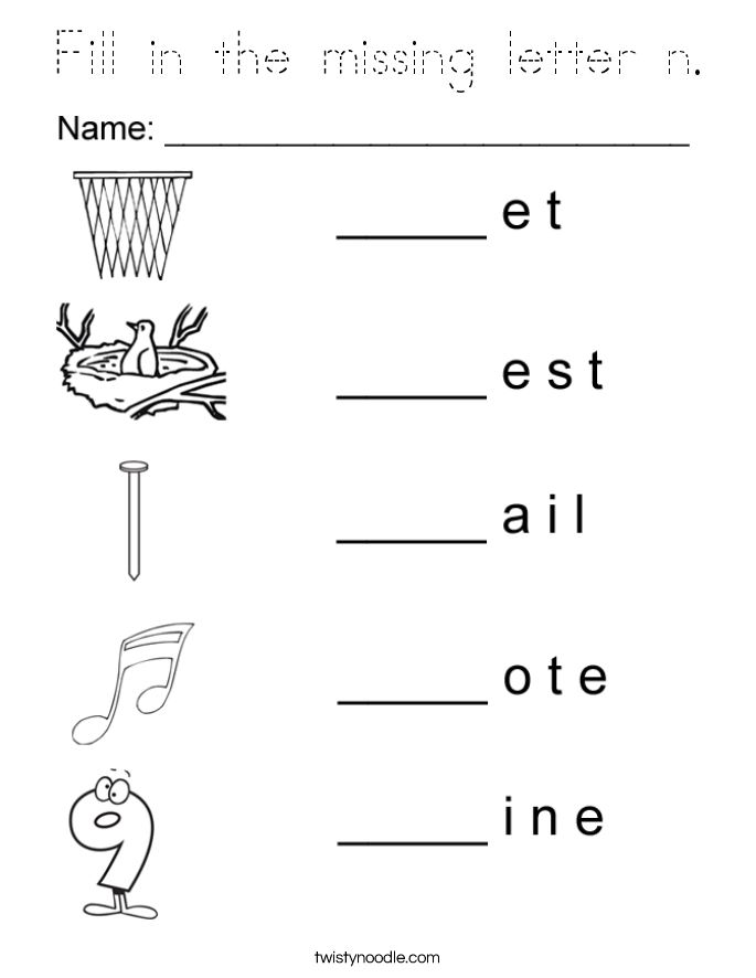 Fill in the missing letter n. Coloring Page