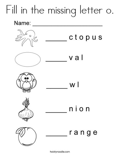 fill in the missing letter o coloring page twisty noodle