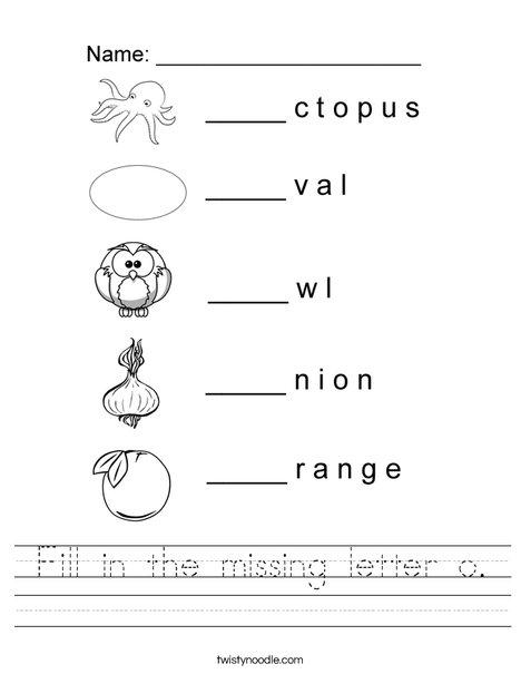 Fill in the missing letter O Worksheet