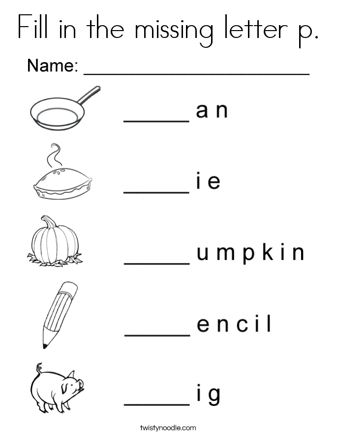 Fill in the missing letter p. Coloring Page