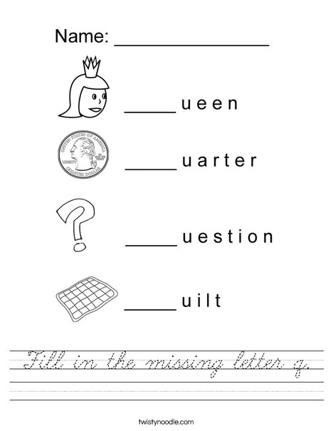 Fill in the missing letter q Worksheet