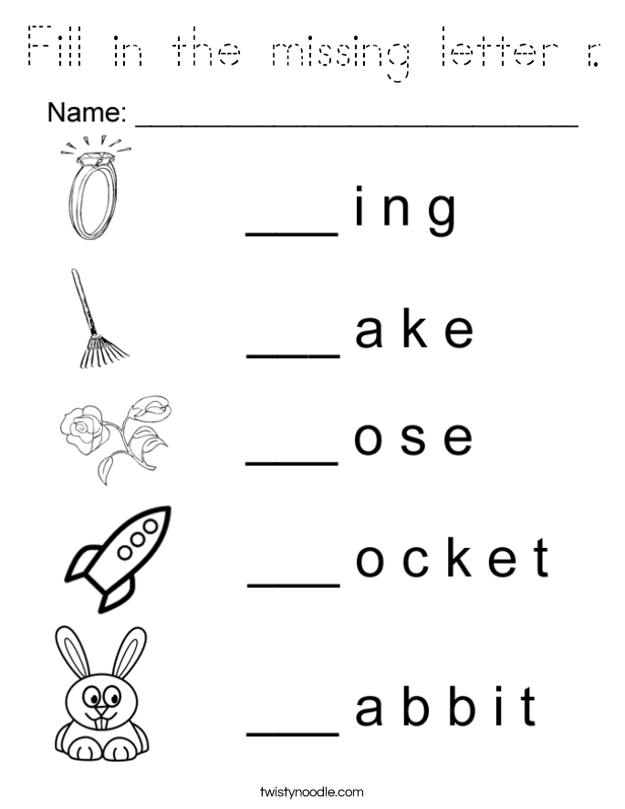 Fill in the missing letter r. Coloring Page
