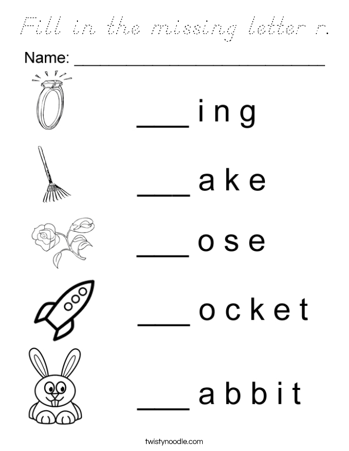 Fill in the missing letter r. Coloring Page