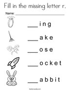 Fill In The Missing Letter R Coloring Page