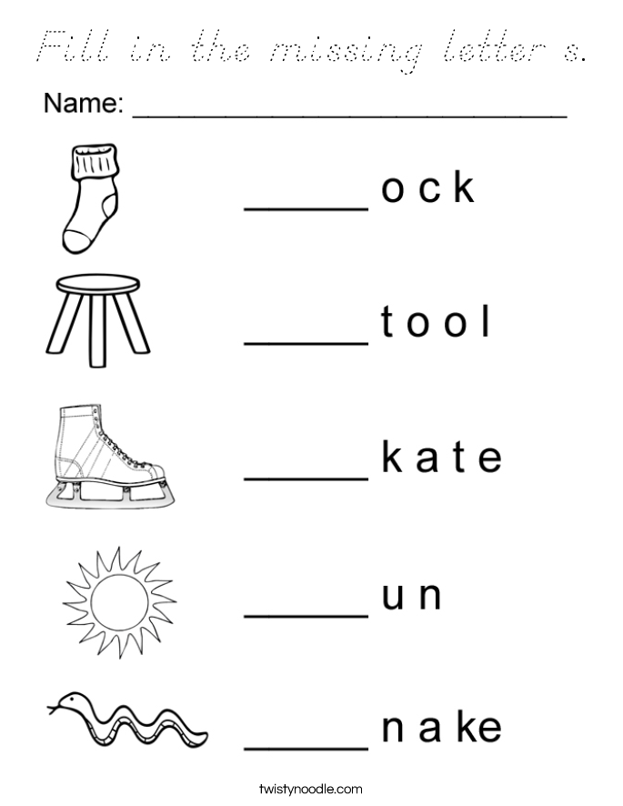 Fill in the missing letter s. Coloring Page