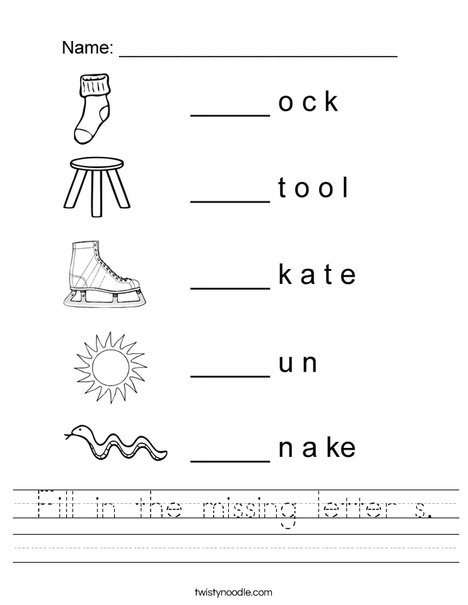 fill in the missing letter s worksheet twisty noodle