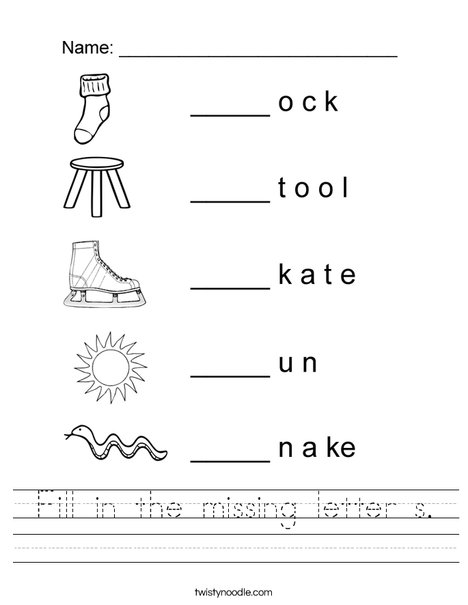 Fill in the missing letter s. Worksheet