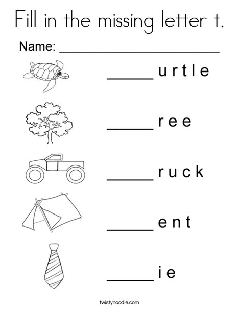 fill in the missing letter t coloring page  twisty noodle