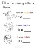 Fill in the missing letter x Coloring Page