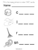 Fill in the missing letters to make "AKE" words Coloring Page