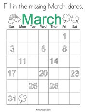 Fill in the missing March dates Coloring Page