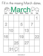 Fill in the missing March dates Coloring Page