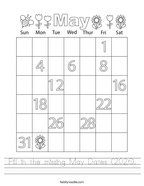 Fill in the missing May Dates (2026) Handwriting Sheet