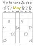 Fill in the missing May dates. Coloring Page