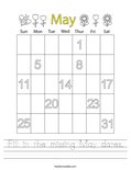 Fill in the missing May dates. Worksheet