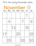 Fill in the missing November dates Coloring Page