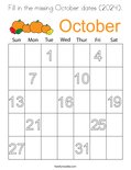 Fill in the missing October dates (2024). Coloring Page