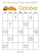 Fill in the missing October dates (2024) Coloring Page