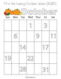 Fill in the missing October dates (2025) Coloring Page