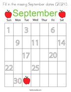 Fill in the missing September dates (2024) Coloring Page
