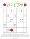 Fill in the missing September dates (2024). Worksheet