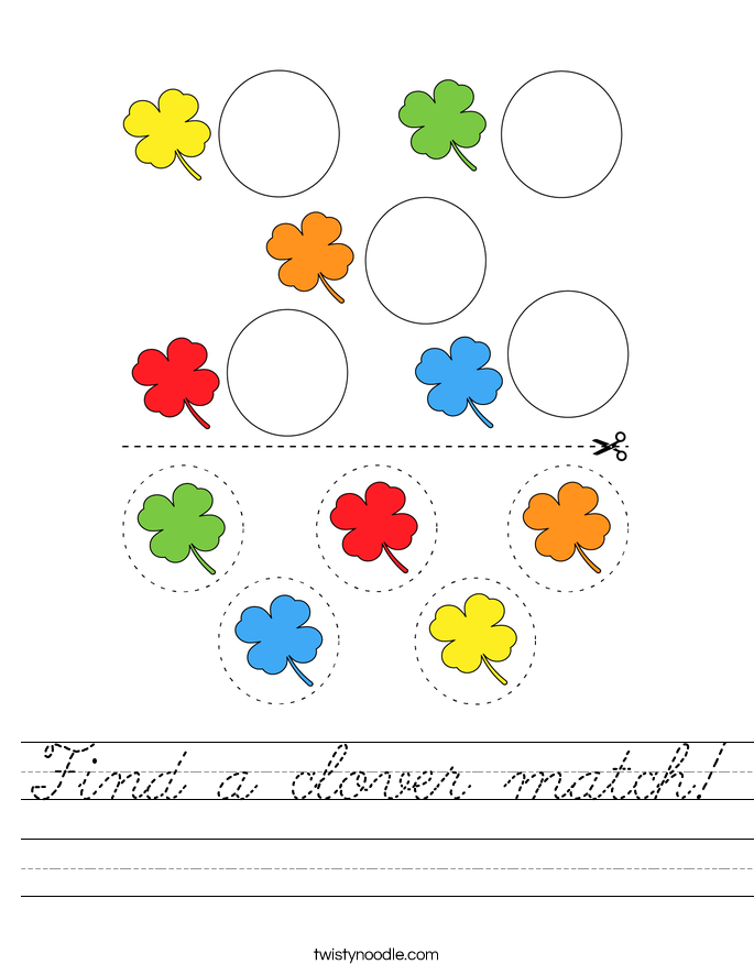 Find a clover match! Worksheet
