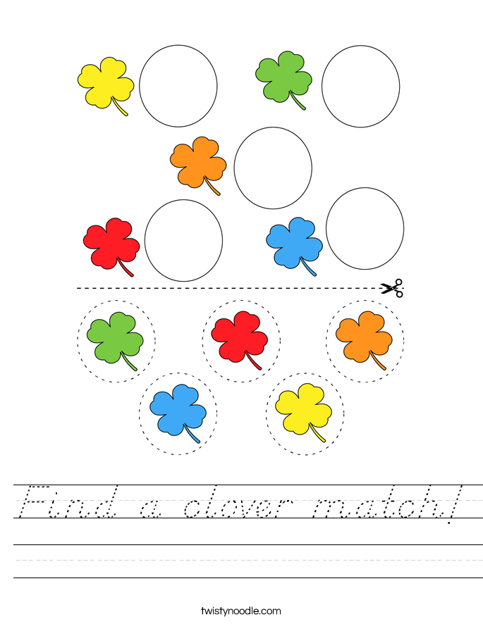 Find a clover match! Worksheet