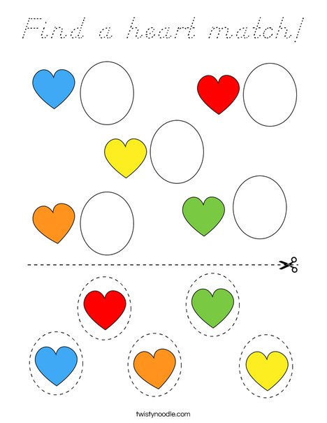 Find a heart match! Coloring Page