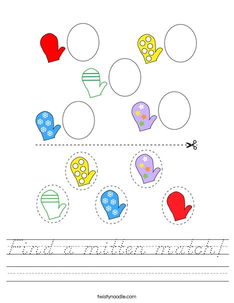 Find a mitten match! Worksheet