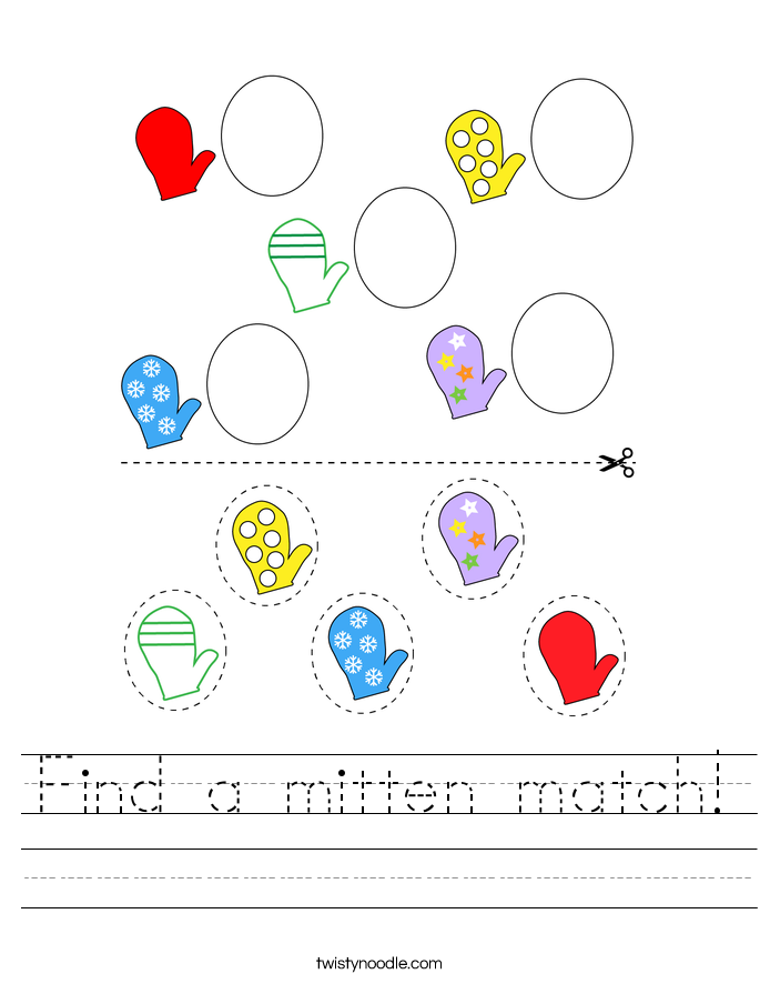 Find a mitten match! Worksheet