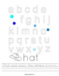 Find and color the letters h-a-t. Worksheet