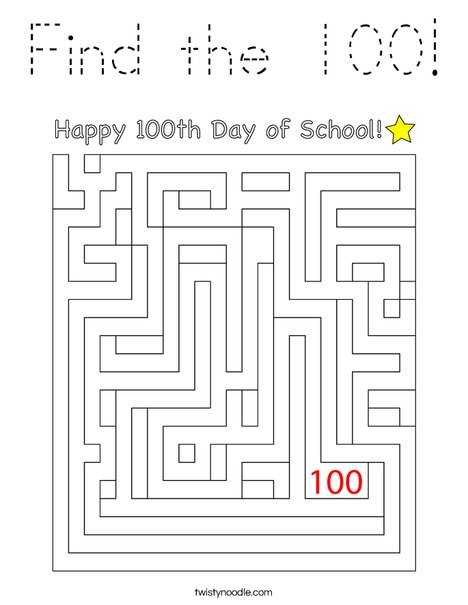 Find the 100! Coloring Page