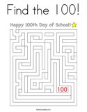 Find the 100 Coloring Page