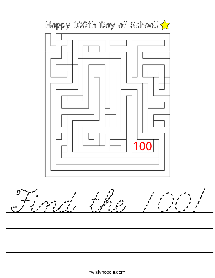 Find the 100! Worksheet